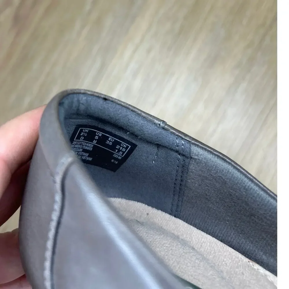 Clarks Collection Womens 5 Juliet Rose Loafer Gray Leather Comfort Slip On